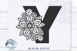 Floral Letter Y SVG Wispy Willow Designs Company