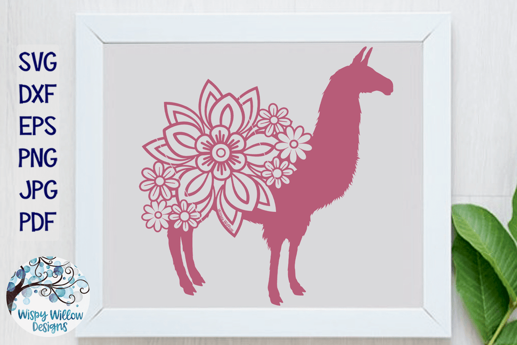 Floral Llama SVG Wispy Willow Designs Company