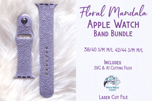 Floral Mandala Watch Band Design for Glowforge or Laser Cutter Wispy Willow Designs Company