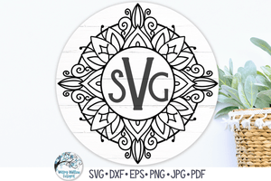 Floral Monogram Mandala SVG | Personalized Sign Cut File Wispy Willow Designs Company