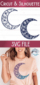 Floral Moon Mandala SVG | Moon with Flowers Wispy Willow Designs Company