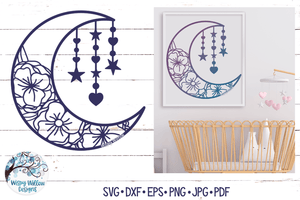 Floral Moon SVG | Moon with Flowers Wispy Willow Designs Company