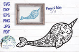 Floral Narwhal SVG Wispy Willow Designs Company