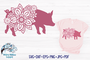 Floral Pig SVG Wispy Willow Designs Company