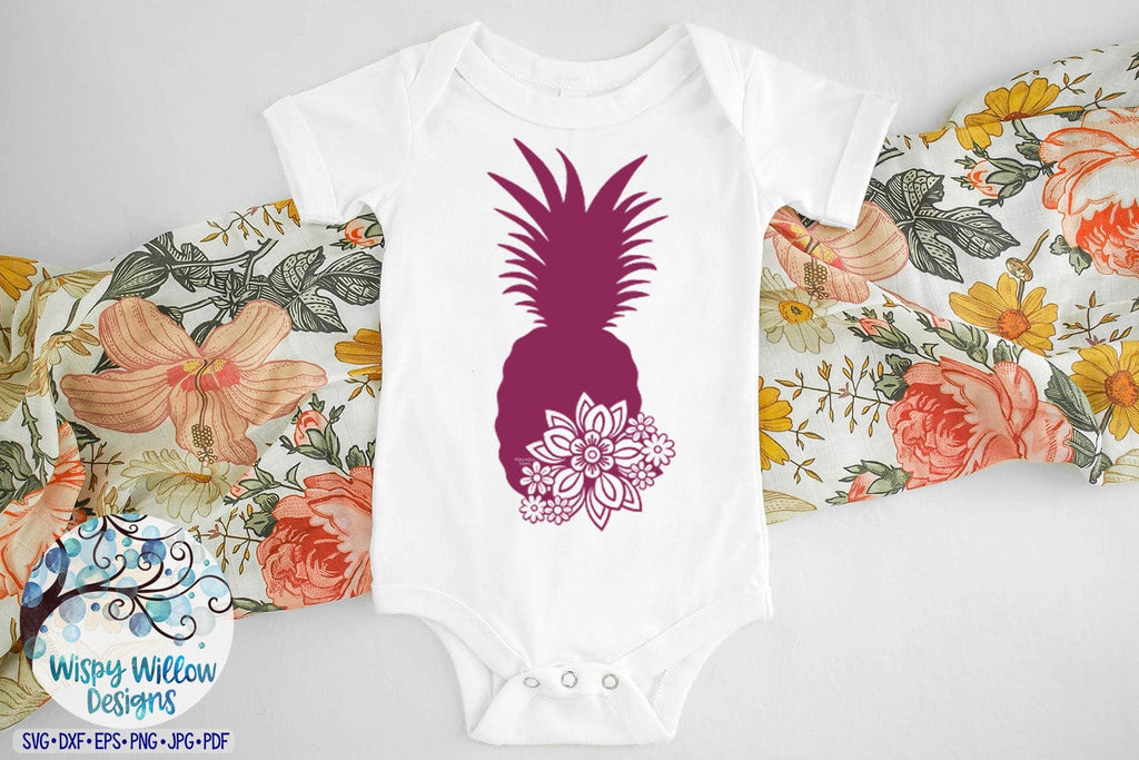 Floral Pineapple SVG Wispy Willow Designs Company