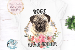 Floral Pug Dog Sublimation Png Wispy Willow Designs Company