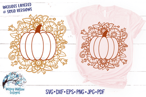 Floral Pumpkin SVG | Fall Pumpkin with Flowers SVG Wispy Willow Designs Company
