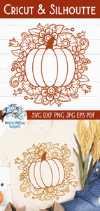 Floral Pumpkin SVG | Fall Pumpkin with Flowers SVG Wispy Willow Designs Company
