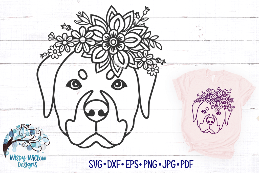 Floral Rottweiler SVG Wispy Willow Designs Company