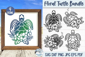 Floral Sea Turtle SVG Bundle Wispy Willow Designs Company