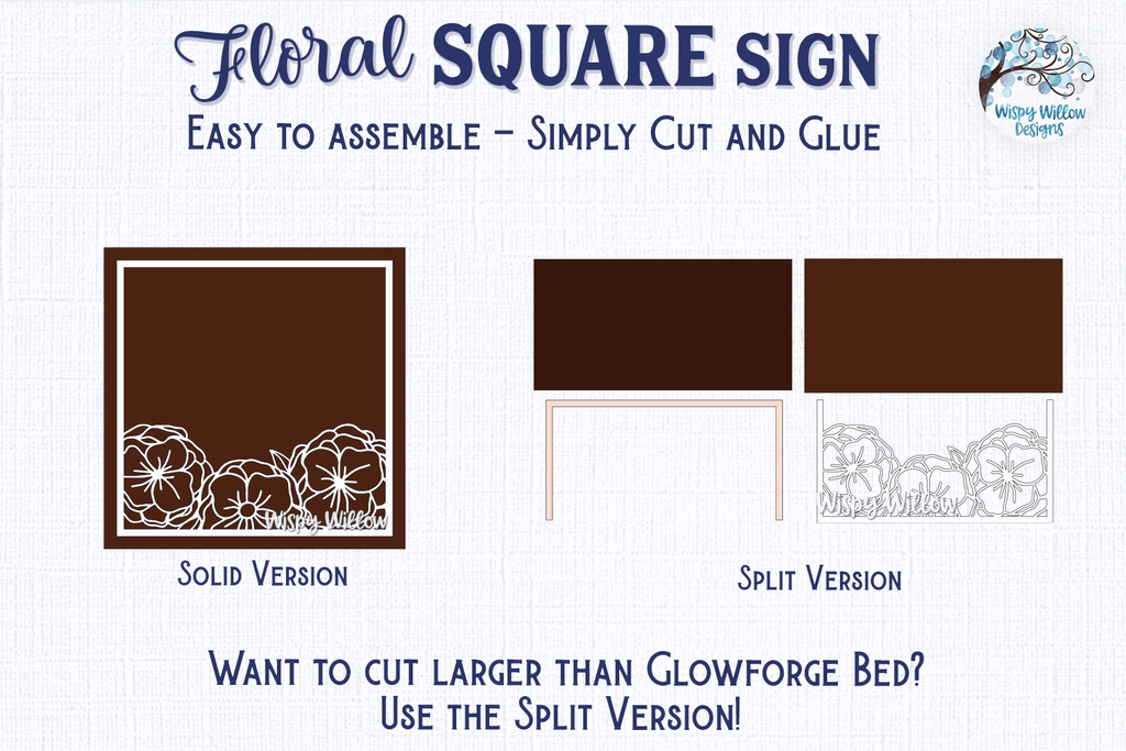 Floral Sign Bundle for Glowforge or Laser Cutter Wispy Willow Designs Company