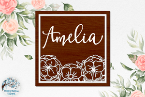 Floral Square Sign for Glowforge or Laser Cutter Wispy Willow Designs Company
