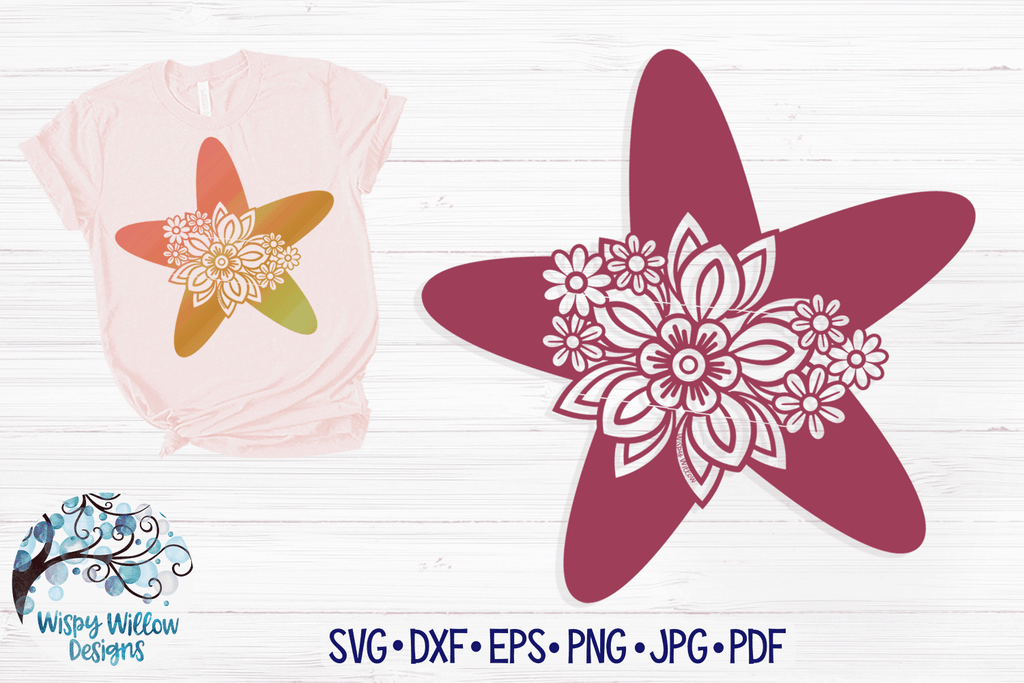 Floral Starfish SVG Wispy Willow Designs Company