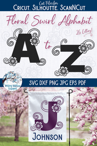 Floral Swirl Alphabet SVG Bundle Wispy Willow Designs Company