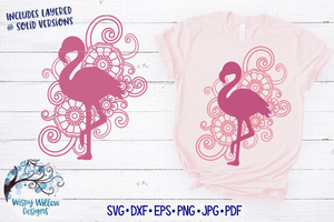 Floral Swirl Flamingo Mandala SVG Wispy Willow Designs Company