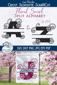Floral Swirl Split Alphabet SVG Bundle Wispy Willow Designs Company