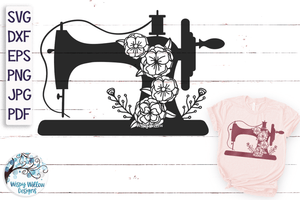 Floral Vintage Sewing Machine SVG Wispy Willow Designs Company