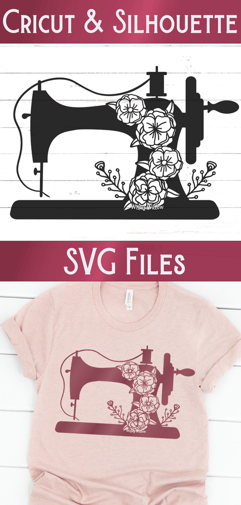 Floral Vintage Sewing Machine SVG Wispy Willow Designs Company