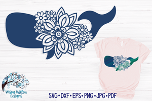 Floral Whale SVG Wispy Willow Designs Company
