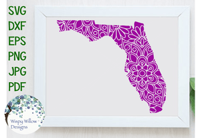 Florida FL Mandala SVG Wispy Willow Designs Company