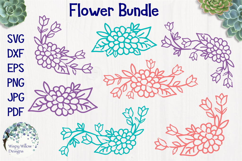 Flower SVG Bundle Wispy Willow Designs Company