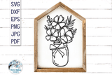 Flowers in Mason Jar with Bow SVG Wispy Willow Designs Company