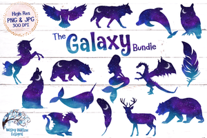 Galaxy Animals Clipart | Sublimation PNGs Wispy Willow Designs Company