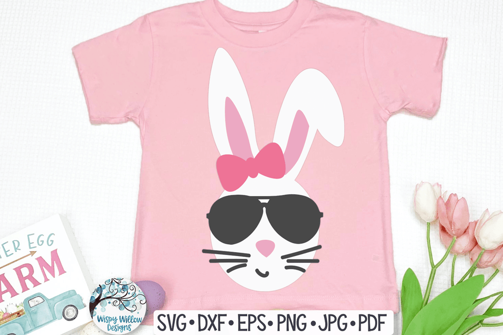 Girl Easter Bunny with Sunglasses SVG Wispy Willow Designs Company