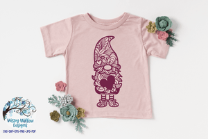 Gnome Zentangle with Heart SVG Wispy Willow Designs Company