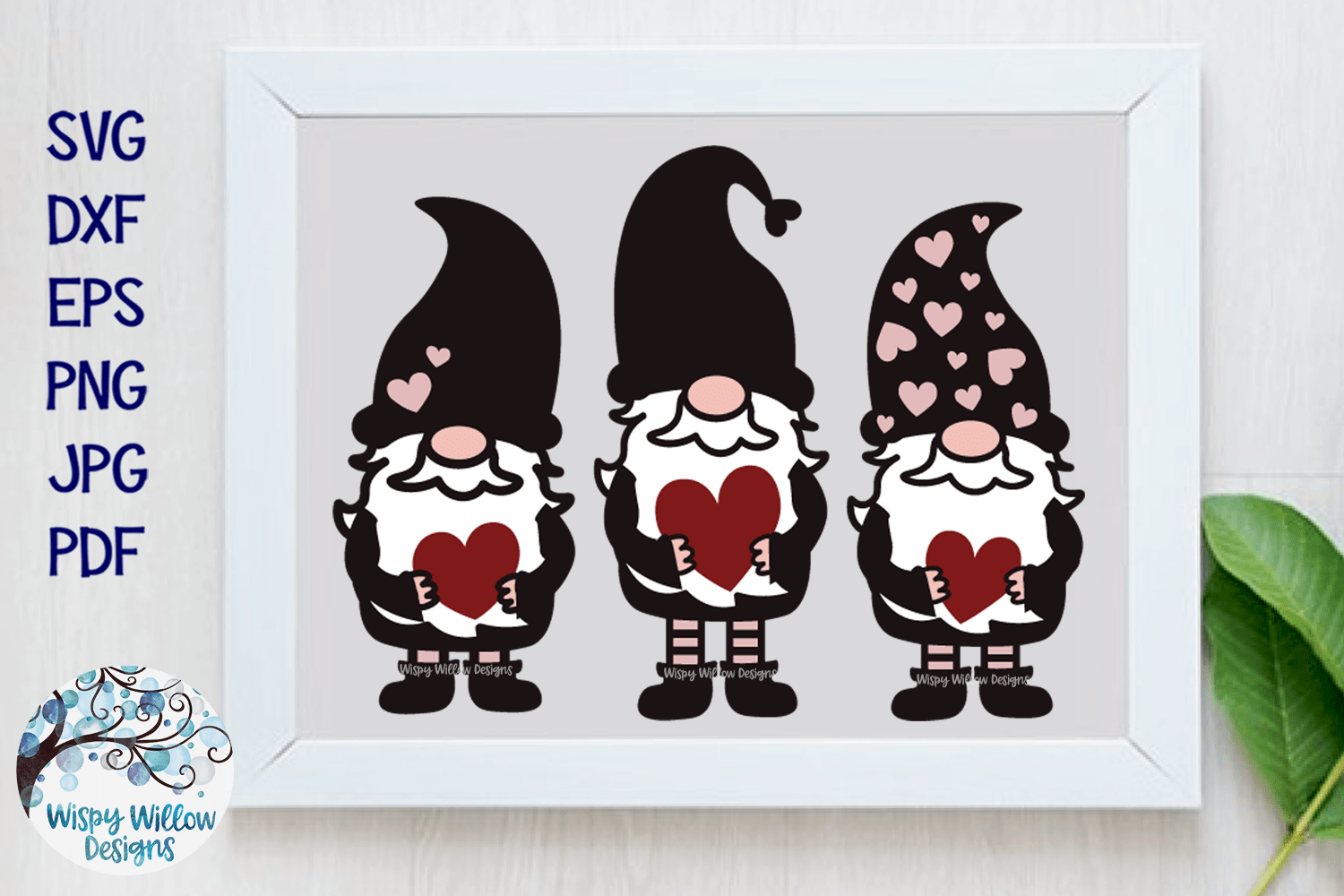 Gnomes with Hearts SVG Wispy Willow Designs Company