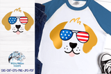 Golden Retriever Dog with American Flag Sunglasses SVG Wispy Willow Designs Company