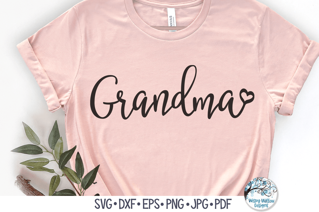 Grandma with Heart SVG Wispy Willow Designs Company
