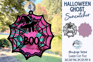 Halloween Ghost Suncatcher for Glowforge Laser Cutter Wispy Willow Designs Company