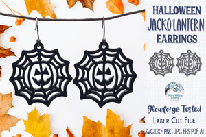 Halloween Jack O' Lantern Earrings for Glowforge Laser SVG Wispy Willow Designs Company