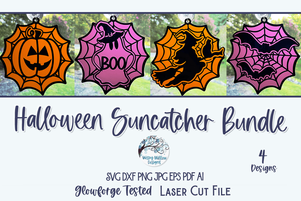 Halloween Suncatcher Bundle for Glowforge or Laser Cutter Wispy Willow Designs Company