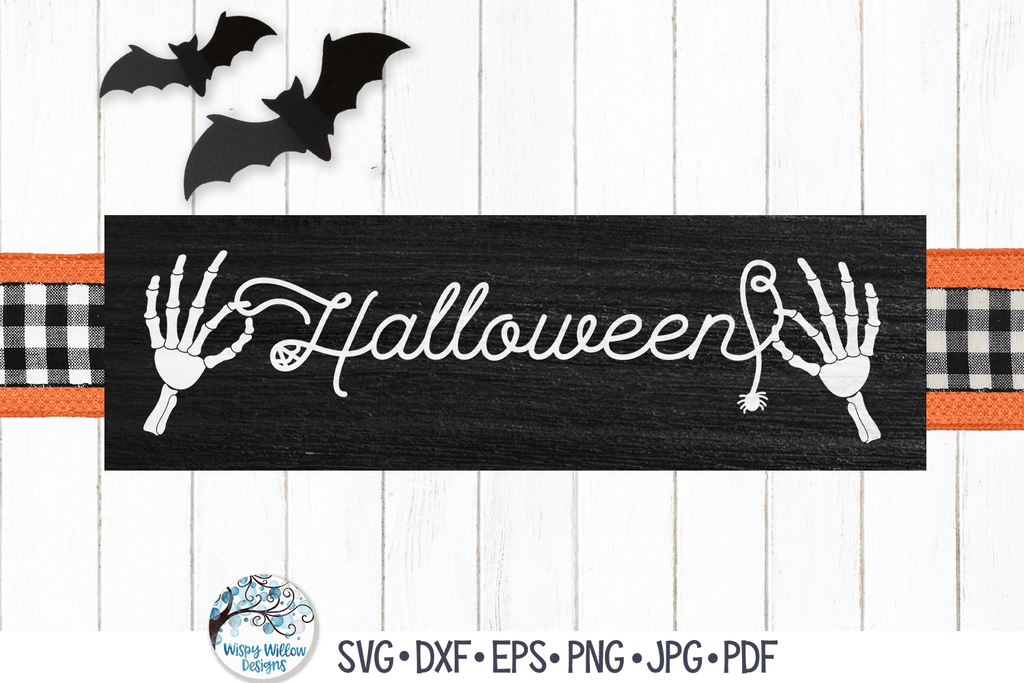 Halloween SVG | Skeleton Hands Sign for Fall Wispy Willow Designs Company