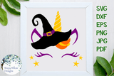 Halloween Unicorn with Witch Hat SVG Wispy Willow Designs Company