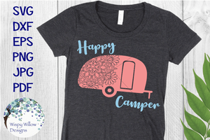 Happy Camper Mandala SVG Wispy Willow Designs Company