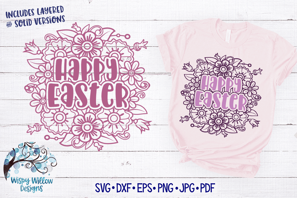 Happy Easter Flower Mandala SVG Wispy Willow Designs Company