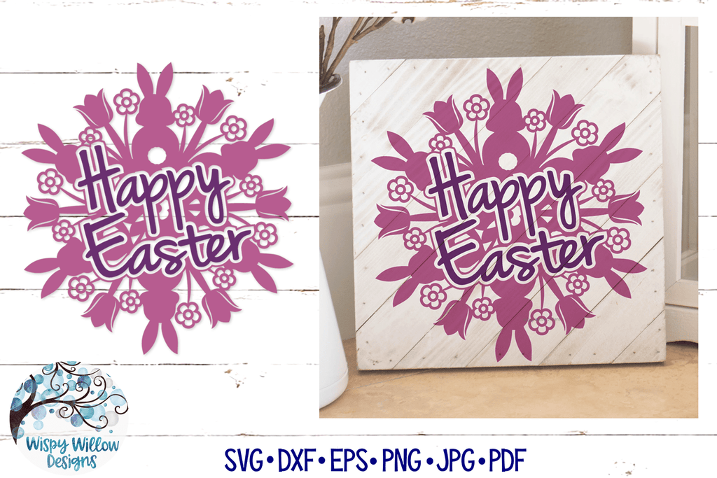 Happy Easter Mandala SVG Wispy Willow Designs Company
