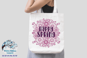 Happy Spring Flower Mandala SVG Wispy Willow Designs Company
