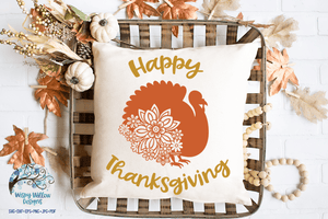 Happy Thanksgiving Floral Turkey SVG Wispy Willow Designs Company