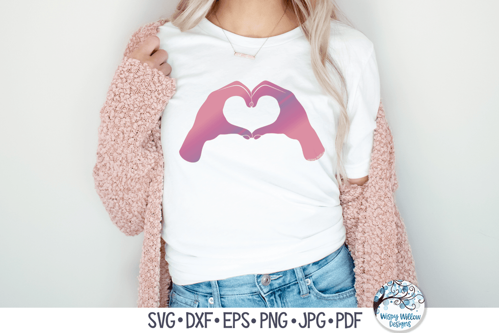 Heart Hand Silhouette SVG | Valentine's Day Wispy Willow Designs Company