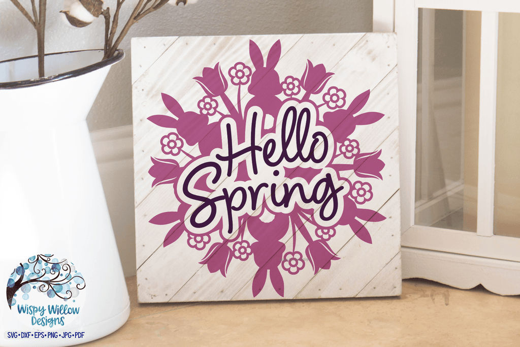 Hello Spring Mandala SVG Wispy Willow Designs Company