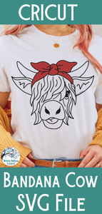 Highland Cow with Bandana SVG Wispy Willow Designs Company