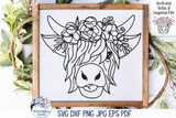 Highland Cow with Flowers SVG Wispy Willow Designs Company