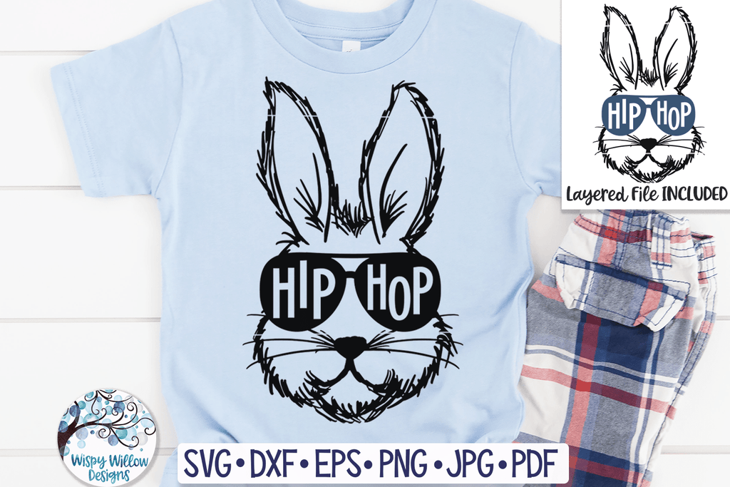 Hip Hop Bunny Rabbit SVG Wispy Willow Designs Company