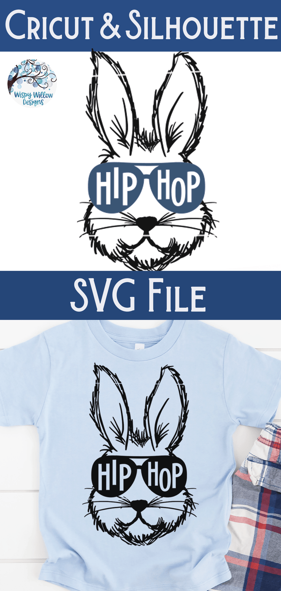 Hip Hop Bunny Rabbit SVG Wispy Willow Designs Company