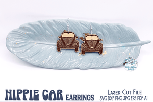 Hippie Car Earrings for Glowforge Laser Cutter Wispy Willow Designs Company
