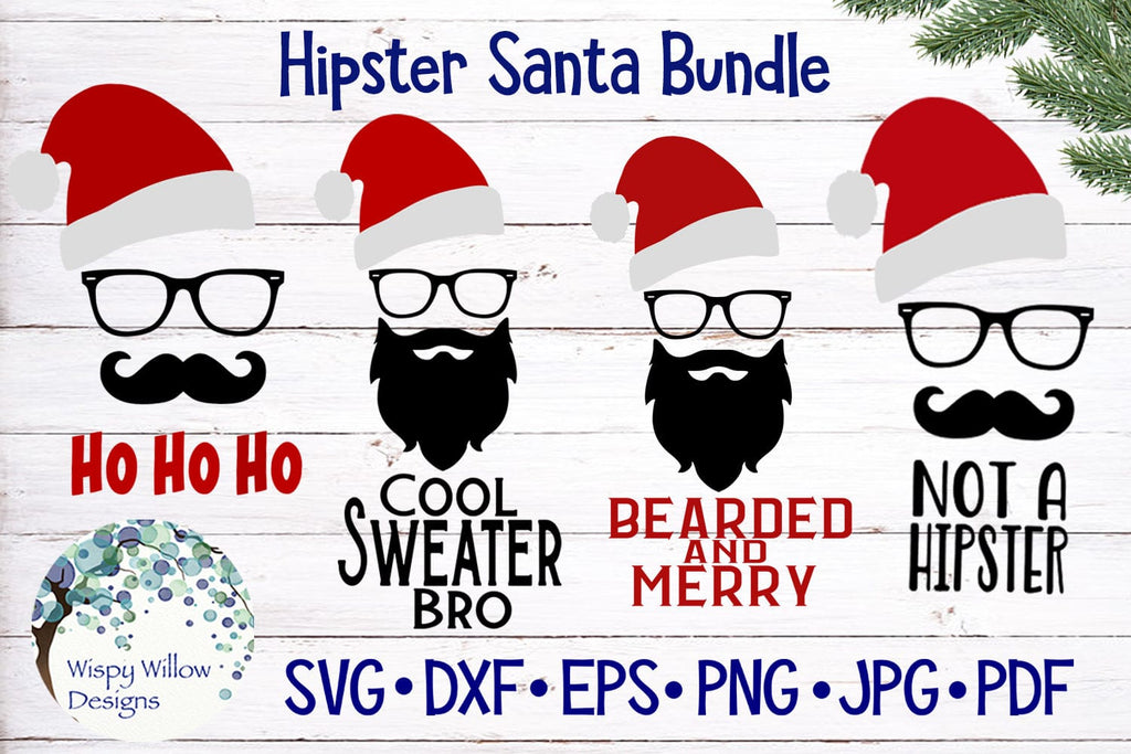 Hipster Santa Bundle - Funny Christmas SVG Wispy Willow Designs Company